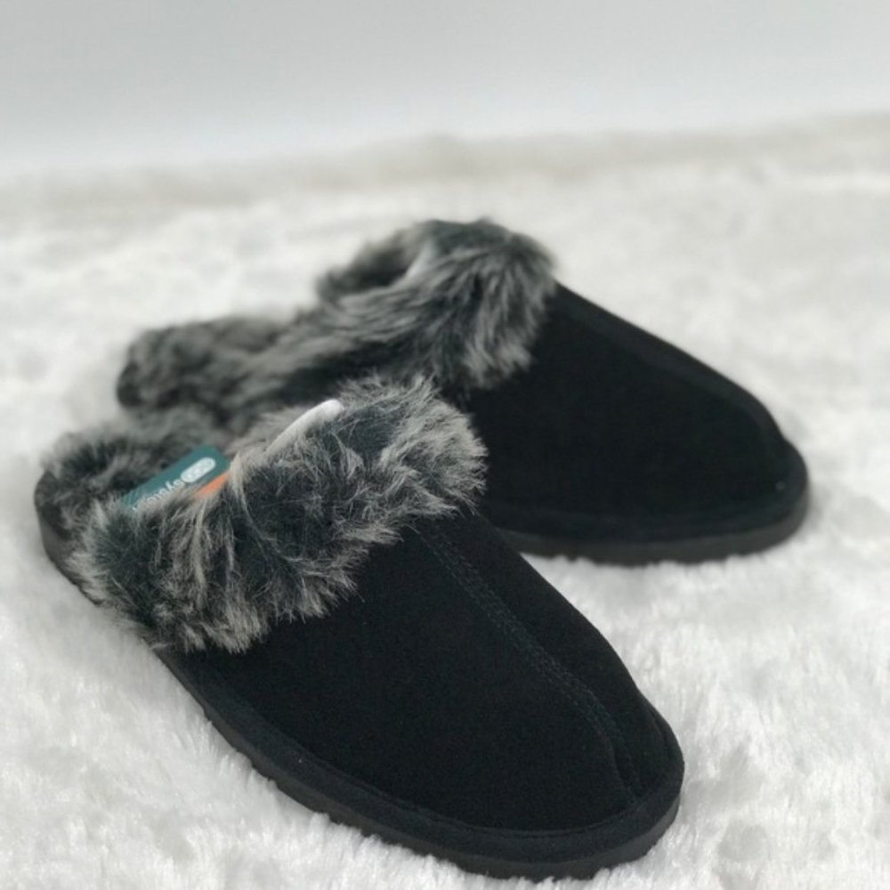 Black Sporto Vegan Suede Fur Slip-On S (7-8)